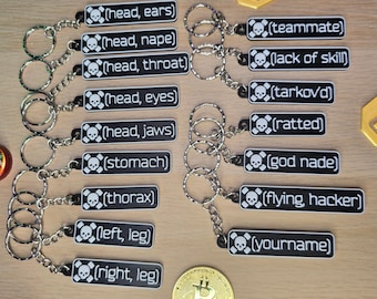Escape From Tarkov Death Keyrings - Funny Kill Messages & Custom Gamer Tags - Hardcore Raid Loss Gifts for EFT Fans  Streamers