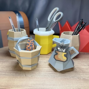 Old School RuneScape Pen Pot Set Jug Bucket Barrel Beer Mug Flour Pot OSRS 3D Printed Gamer Desk Gift Fantasy Decor Organizer