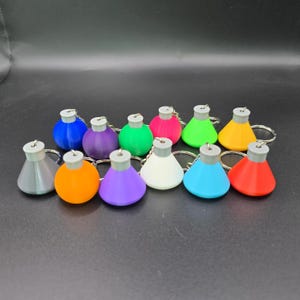 Factorio Science Flask Keyrings, 3D Printed Flask Keychain, Gaming Accessory, Gamer Gift, Colorful Science Packs