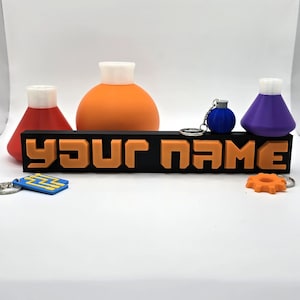 Factorio Nameplate, Gaming Decor, Industrial Aesthetic, Automation Gift, 3D Printed Desk Accessory, Gamer Gift
