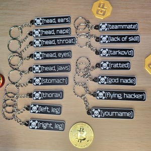 Escape From Tarkov Death Keyrings – Funny Kill Messages & Custom Gamer Tags – Hardcore Raid Loss Gifts for EFT Fans  Streamers