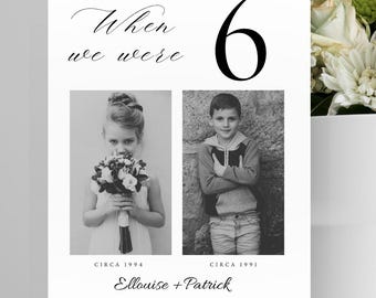 編集可能な写真付きウェディングテーブルナンバーテンプレート（デジタルダウンロード）