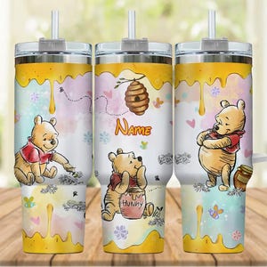 Vaso de miel de Winnie the Pooh, adorable taza estilo acuarela, regalo Stanley personalizado para ella, 40 oz