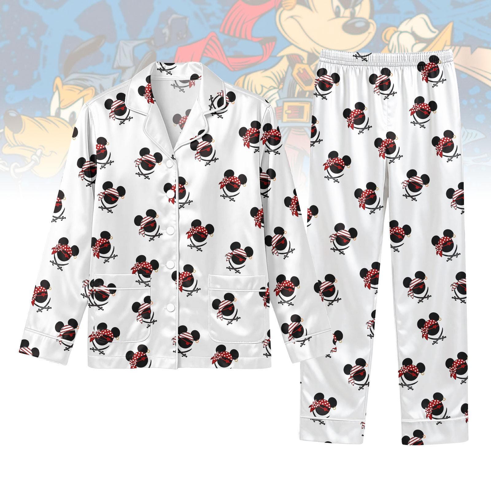 Discover Disney Mickey Pirate Pajamas Set, Christmas Sleepwear, Family Holiday Matching PJs for Men Women Kids