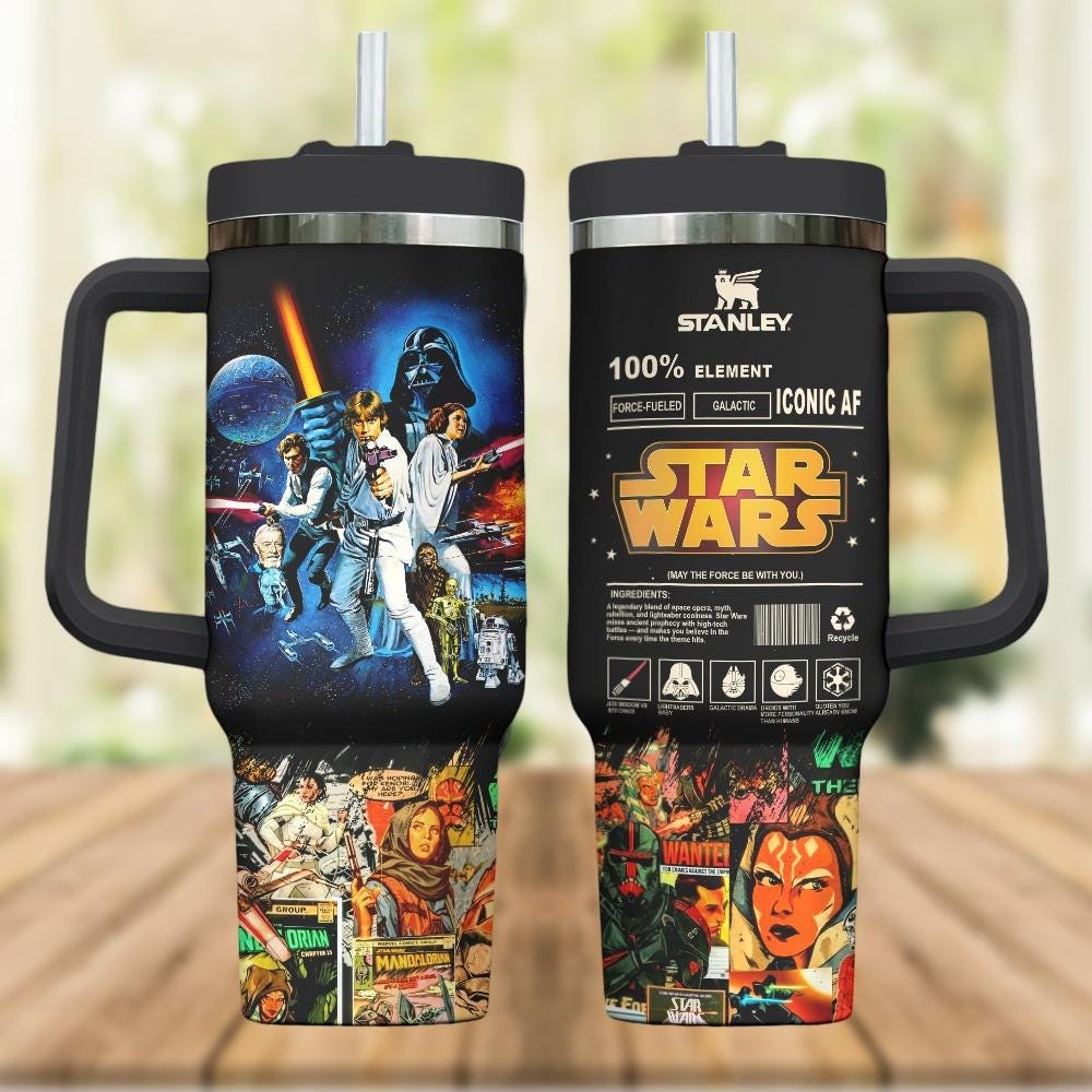 Star Wars Vintage Comic Collage Tumbler, 40oz Handle Mug for Retro Galaxy Fans
