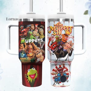 The Muppets 40oz Tumbler, Funny Animal Cup, Kermit and Miss Piggy Travel Mug, Gift for Muppet Fans