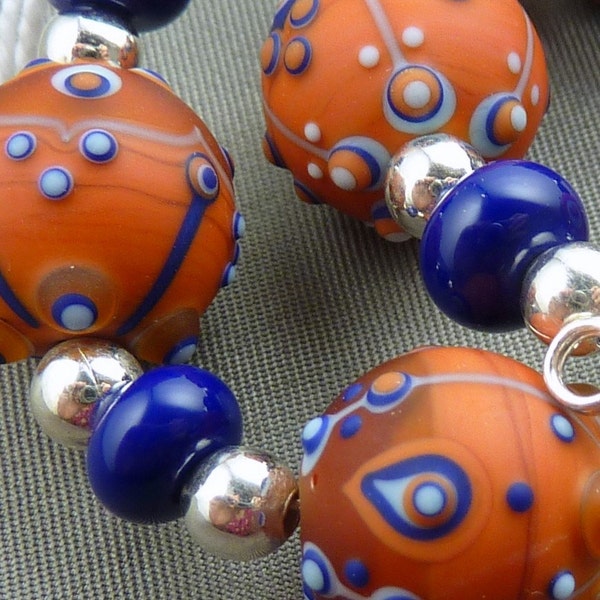 GRECIAN SUNSET Lampwork bead set by Pixie Willow Designs