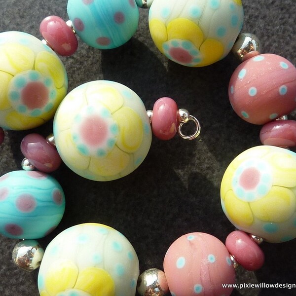 POLLYS TEA SET Lampwork bead set by Pixie Willow Designs