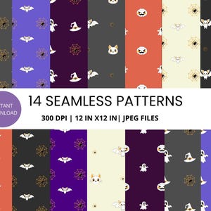 Seamless spider web pattern for halloween, ghost digital paper pack with bat and spider web