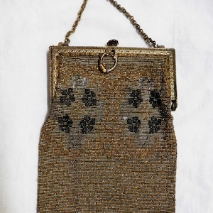 Art Nouveau, Victorian Beaded Purse with Mirror 1800’s