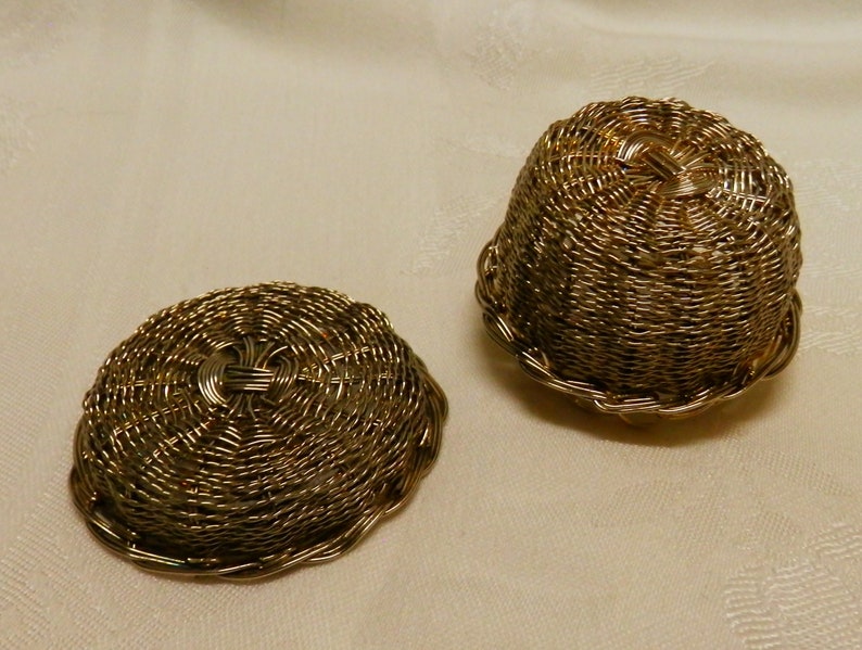 Vintage Miniature Silver Handmade Sewing Basket