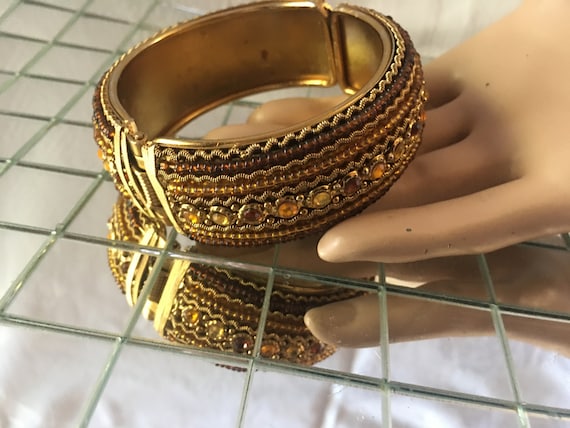 1990’s Vintage Jeweled and Beaded Cuff Bracelet w… - image 6