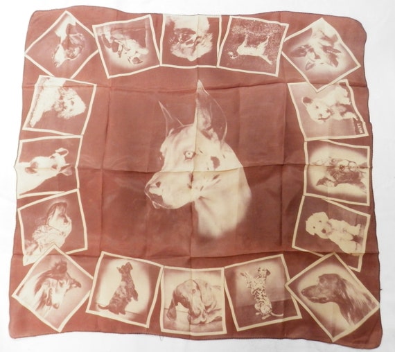 Vintage Head Scarf of Dog Breeds RARE
