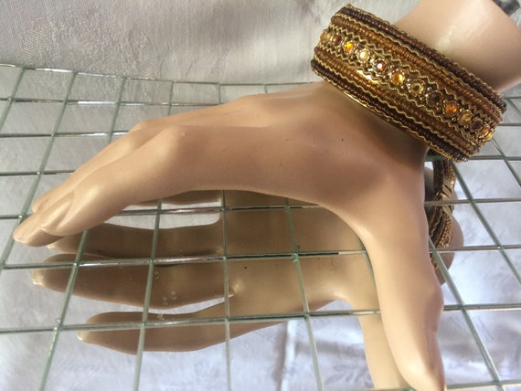 1990’s Vintage Jeweled and Beaded Cuff Bracelet w… - image 5