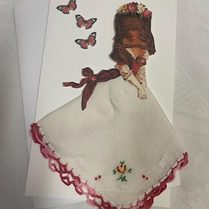Em branco para todas as ocasiões / Cartão de lenço / Obrigado / Cartão de presente / Cartão de melhoras / Bem-vindo à primavera / Cartão de Páscoa / Feito à mão em crochê e bordado