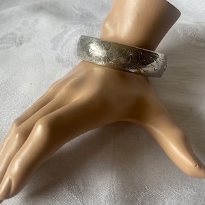 Vintage Boho, Hippie, Cuff, Bangle Silver Bracelet with Latch