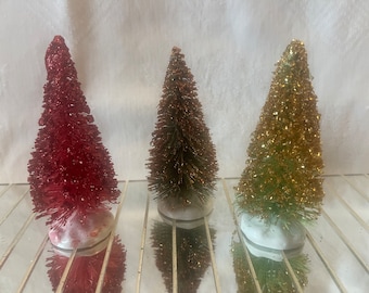 Arbres à brosses à bouteilles faits à la main Ensemble de 3