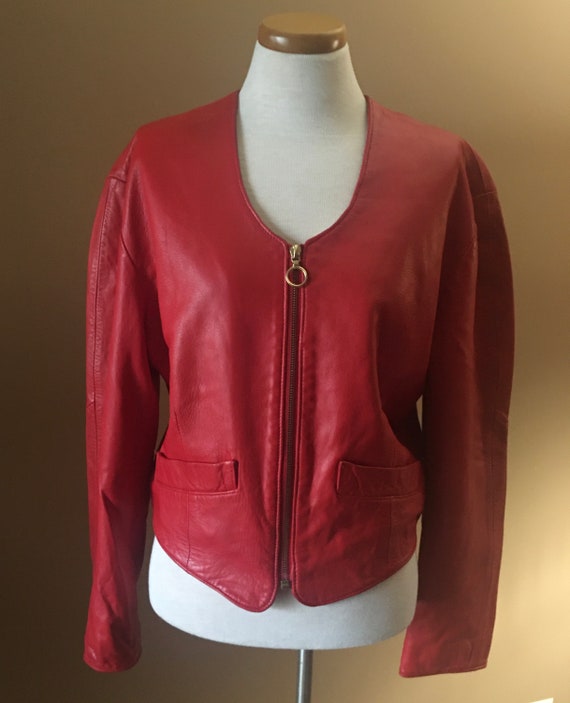 Vintage Positano Pelle Red Leather Fully Lined Ja… - image 1