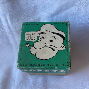 Retro Vintage Popeye Bath Ball Soap on a Rope Box