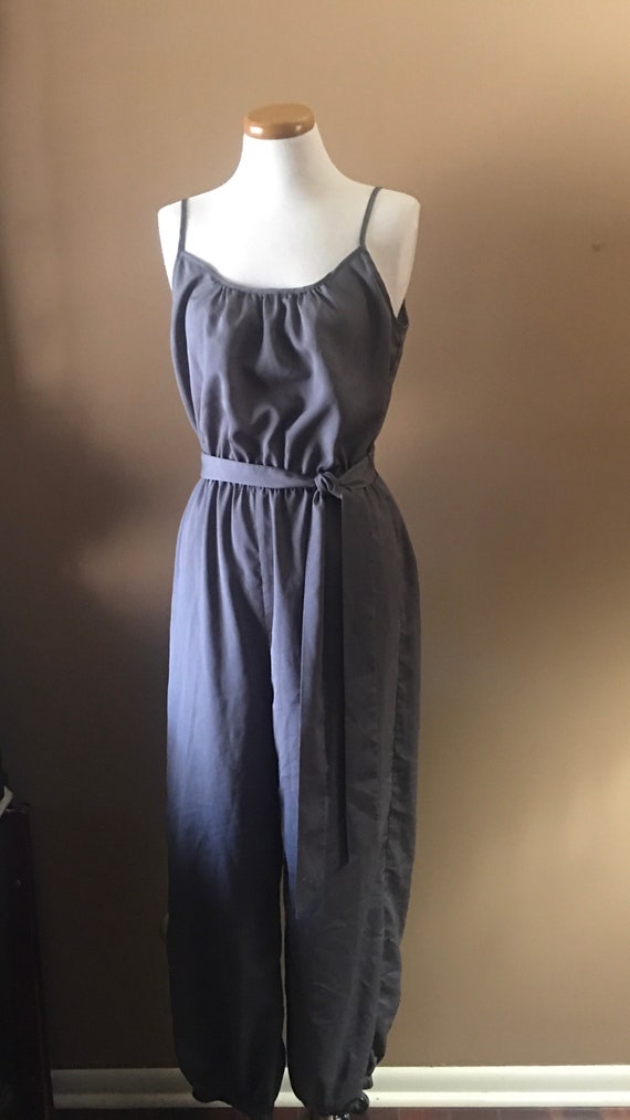 Naked Zebra Grey Crepe Jump Suit, size Medium 1980