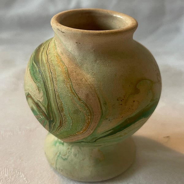 Jarrón vintage de cerámica de arcilla arremolinada Nemadji