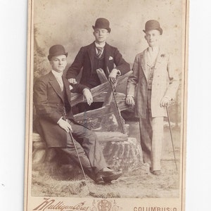 Cabinet Card  late 1800s 3 Bonnie Lads