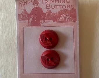 Vintage Red Plastic Swirl Buttons