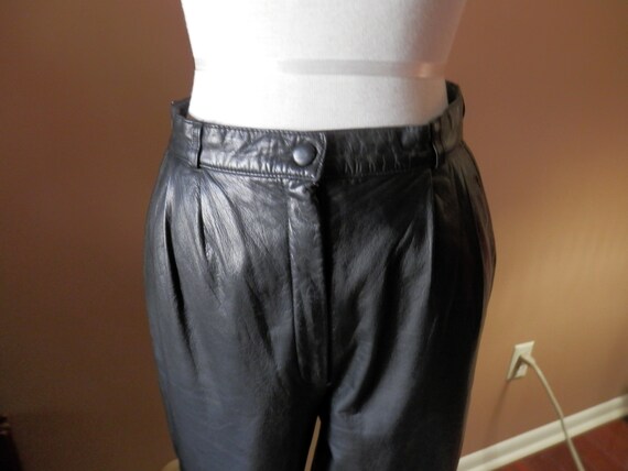 1980's Erez Black Soft Leather Pants size 10 - image 5