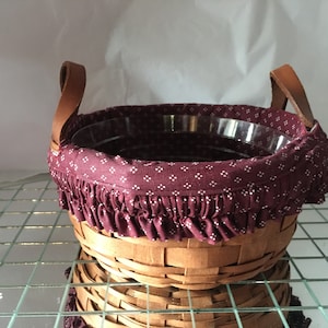 Vintage 1989 Longaberger Button Basket with Fabric Liner and Plastic Protector Handcrafted here in Ohio