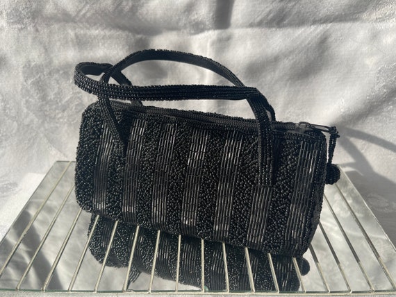 Vintage Carlo Fellini Jet Beaded Evening Purse - image 2