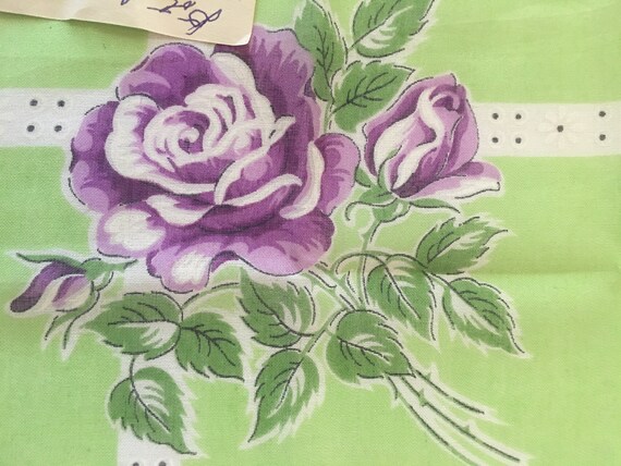 Vintage Hankie Never Used 1950’s Purple Rose Desi… - image 3