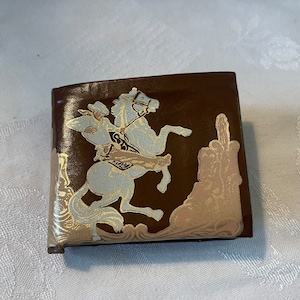 Raro Vinil Antigo Look Childs Cowboy, Wild West Billfold 1940's