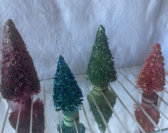 Handmade Bottle Brush Trees Set of 4