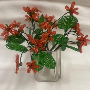 Antique French Hand Beaded Flowers / 10 Stems / Made in 1930's - Etsy
