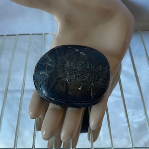 Antique Vintage Egyptian Scarab, Carved Stone Scarab Bead