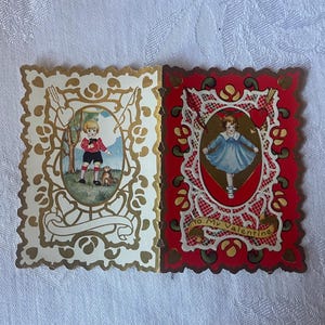 Edwardiaanse valentijnskaart met reliëf en bladgoudrand, jaren 1900