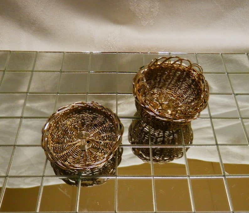 Vintage Miniature Silver Handmade Sewing Basket