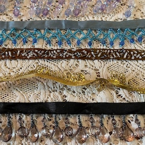 Collection of Various Lengths of Beaded Trims and Fringes for Embellishments for Journals, Tags and Scrapbooking And Other Projects