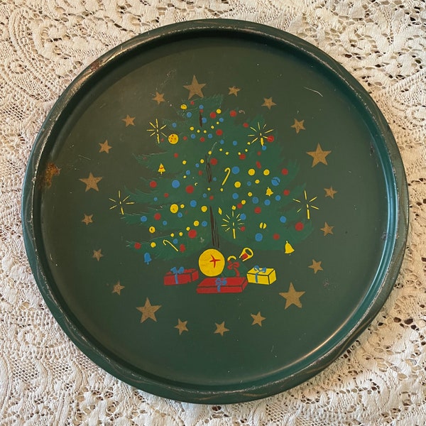 Nashco Handpainted Tin Tray in Christmas Design