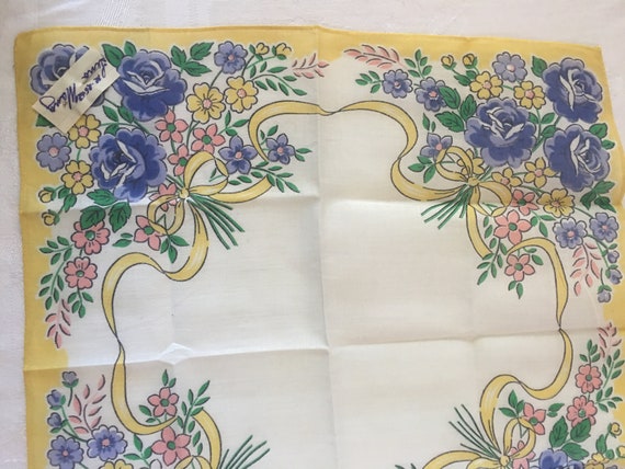 Vintage Hankie Never Used 1950's Yellow Floral De… - image 4