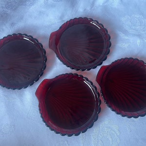 Very Rare Vintage Ruby Shell Depression Ware Anchor Hocking Saucer / Bread Plate, End of the Day Glass