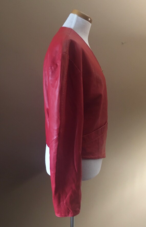 Vintage Positano Pelle Red Leather Fully Lined Ja… - image 3