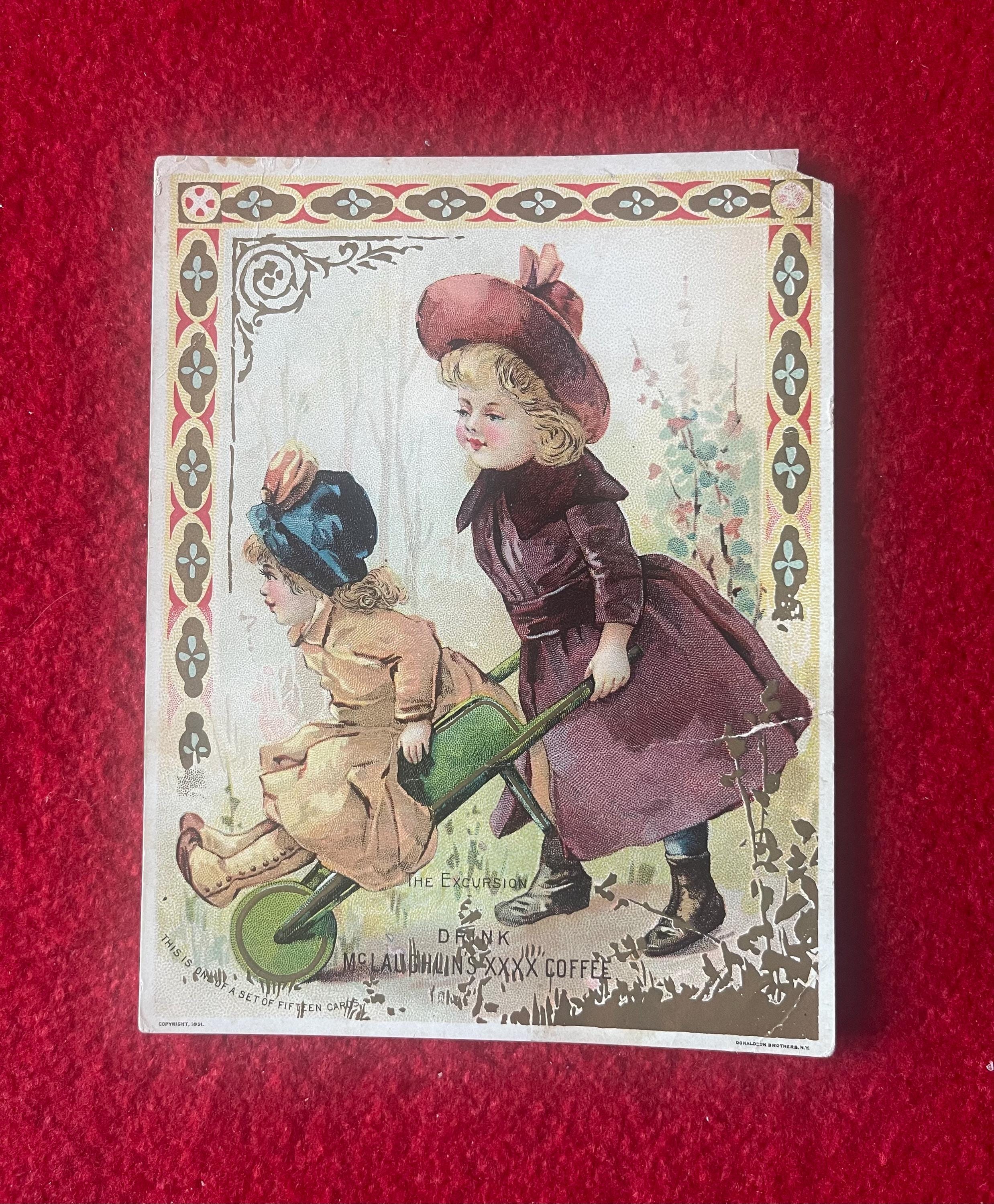 Rare Antique 1800's Victorian Trade Card, Children Playing in the