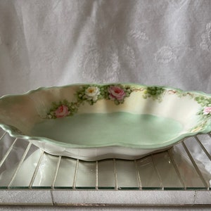 Vintage Hand Painted Serving Dish, Condiment Dish, Soap Tray, Vanity Tray