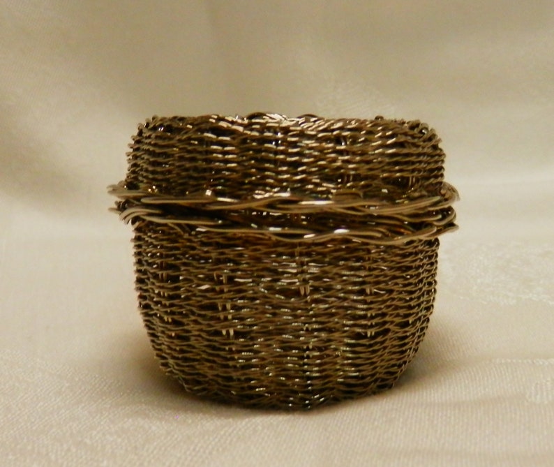 Vintage Miniature Silver Handmade Sewing Basket