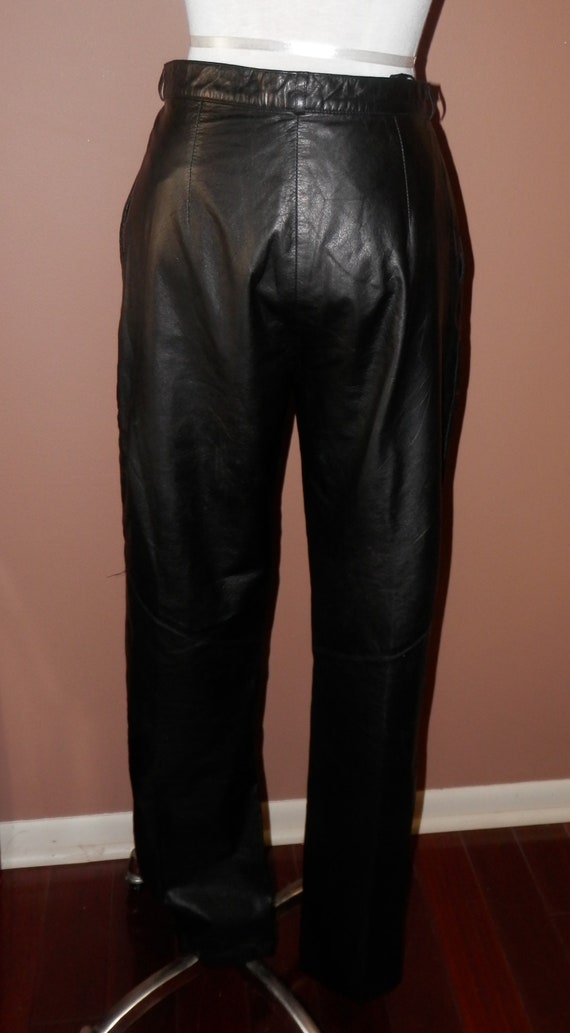 1980's Erez Black Soft Leather Pants size 10 - image 3