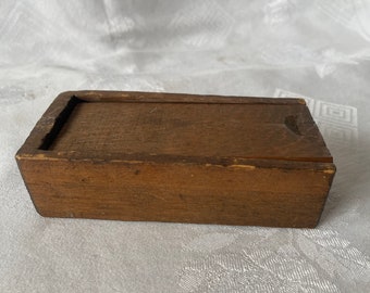 Early American Primitive, Rustic, Antique, Wooden Box with Sliding Lid