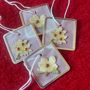 Handmade Framed Vellum Tags with Floral Design