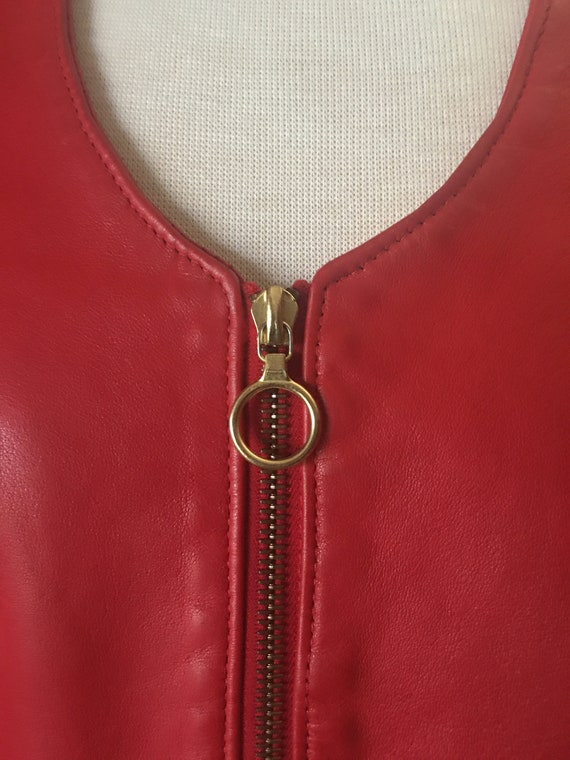 Vintage Positano Pelle Red Leather Fully Lined Ja… - image 6