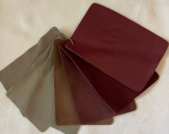 Set of 7 High End Upholstery Leather Samples, Swatches for Craft and Projects